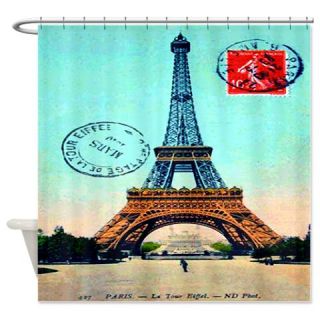 CafePress Vintage Paris Eiffel Tower Blue Shower Curtain Free Shipping! Use code FREECART at Checkout!