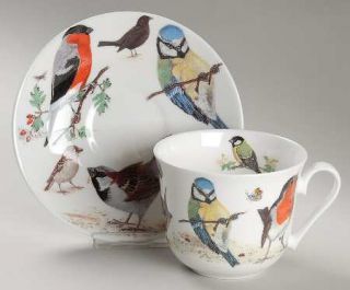 Roy Kirkham Garden Birds Breakfast Cup & Saucer Set, Fine China Dinnerware   Var