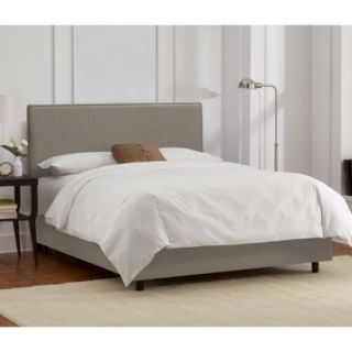 Skyline Twin Bed: Arcadia Nailbutton Border Linen Bed   Grey