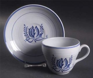 Booths Tulip Blue Flat Cup & Saucer Set, Fine China Dinnerware   Blue Mist, Blue