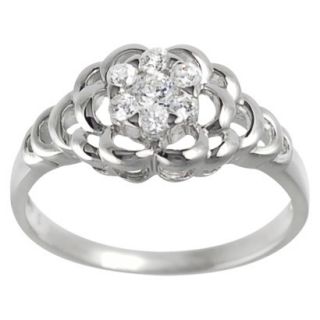 Tressa Collection Sterling Silver Cubic Zirconia Flower Bridal Ring   Silver 6