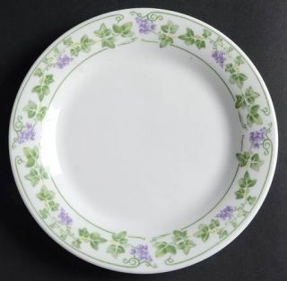 Gibson Designs English Ivy Salad/Dessert Plate, Fine China Dinnerware   Purple G