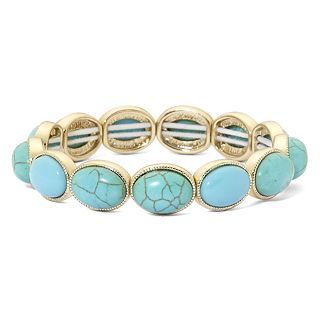 MONET JEWELRY Monet Gold Tone Aqua Small Stretch Bracelet, Blue