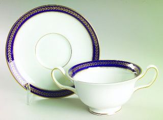 Wedgwood Stanton Footed Cream Soup Bowl & Saucer Set, Fine China Dinnerware   Co