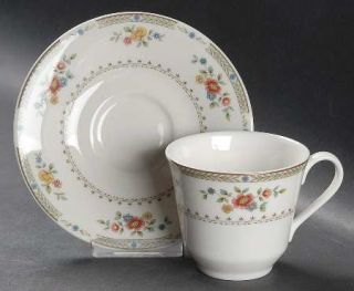 Royal Doulton Kingswood Flat Cup & Saucer Set, Fine China Dinnerware   Red, Blue