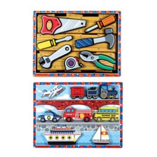 Melissa & Doug Vehicles and Tools Wooden Chunky Puzzle Bundle