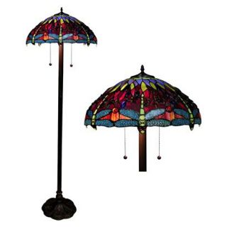 Tiffany Style Dragonfly Floor Lamp   Amber