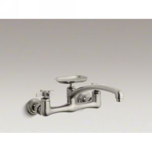 Kohler K 7856 3 BN Clearwater Two Handle Wall Mounted Kitchen Faucet with Soap D
