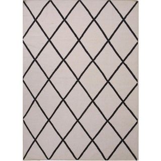 Handmade Flat weave Geometric Gray Wool Area Rug (5 X 8)