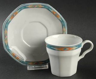 Christopher Stuart Paseo Flat Cup & Saucer Set, Fine China Dinnerware   Octagona