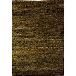 Hand knotted Vegetable Dye Solo Green Hemp Rug (4 X 6)