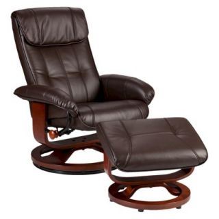 Recliner Set: Bonded Leather Recliner & Ottoman   Brown