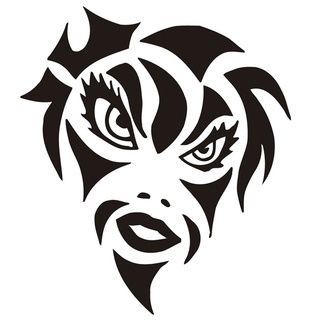Face tattooed Girl Vinyl Wall Sticker Decal (Glossy blackDimensions: 25 inches wide x 35 inches long )
