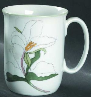 Block China Trillium Mug, Fine China Dinnerware   Watercolors,Goertzen,White Flo