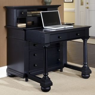 St. Croix Expanding Desk With Hutch (Black Materials Poplar solids and engineered woodFinish Black Can be used as a storage chest or working desk Hidden sliding mechanism is connected to the front two solid wood front posts Mechanism provides easy mobil