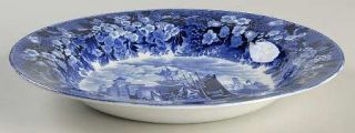 Wedgwood Ferrara Blue (No Trim) Large Rim Soup Bowl, Fine China Dinnerware   Blu