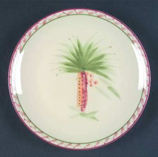 Gibson Designs Oasis Palm Dinner Plate, Fine China Dinnerware   Palm Tree Center