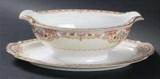 Noritake Glendale Gravy Boat with Attached Underplate, Fine China Dinnerware   R