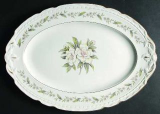 Royal Jackson Fleur De Blanc 15 Oval Serving Platter, Fine China Dinnerware   P
