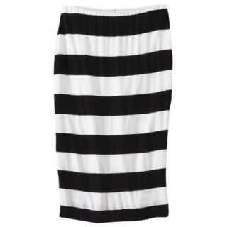 Mossimo Womens Knit Midi Skirt   Black/White Mitered Stripe XXL