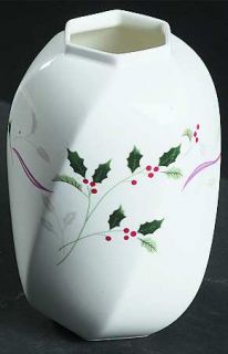 Christopher Stuart Holiday Splendor Vase, Fine China Dinnerware   Bone,Holly Des