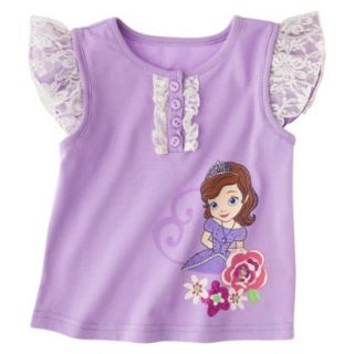 Disney Sofia the First Toddler Girls Lace Cap Sleeve Tee   Lilac 4T