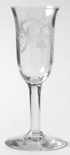 Central Glass Works Thistle Brandy Glass   Stem 528, Etched Thistle Design