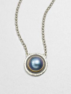 GURHAN Grey Mabe Pearl & Sterling Silver Pendant Necklace   Silver Gold