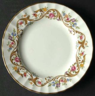 Royal Worcester Rw4 Bread & Butter Plate, Fine China Dinnerware   Flowers&Scroll