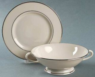 Fine Arts Classic Dignity Platinum Cream Soup Bowl & Bread Plate/Saucer  Set, Fi