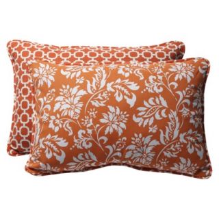 Outdoor 2 Piece Reversible Rectangular Toss Pillow Set   Orange/White