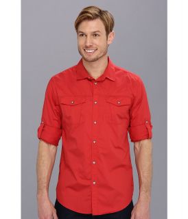 Calvin Klein Jeans Solid w/ Contrast Details Mens Long Sleeve Button Up (Red)