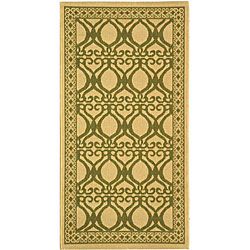 Indoor/ Outdoor Tropics Natural/ Olive Rug (27 X 5) (IvoryPattern: GeometricMeasures 0.25 inch thickTip: We recommend the use of a non skid pad to keep the rug in place on smooth surfaces.All rug sizes are approximate. Due to the difference of monitor col