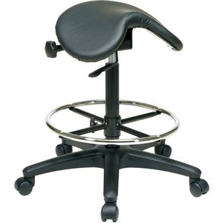 Office Star Products Work Smart Backless Drafting Saddle Seat Stool (BlackWeight capacity: 250 poundsDimensions: 35.25 inches high x 22.5 inches wide x 25.5 inches deepSeat dimensions: 18 inches wide x 16 inches deep x 2 inches thickSeat height: 35 inches