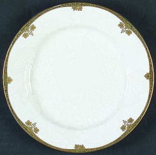 Nikko Ambrosia Salad/Dessert Plate, Fine China Dinnerware   Gold Leaves,White Fr