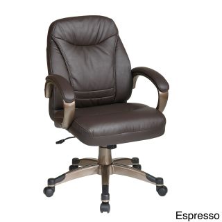 Office Star Products Work Smart Mid Back Contour Seat And Back Faux Leather Chair (Black, espressoWeight capacity: 250 poundsDimensions: 42.25 inches high x 24.75 inches wide x 27 inches deepSeat dimensions: 20.5 inches wide x 18 inches deep x 4 inches th