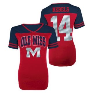 NCAA RED JNRS V NECK TEE MISS   XL