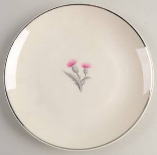 Castleton (USA) Thistle Salad Plate, Fine China Dinnerware   Pink Flowers, Gray