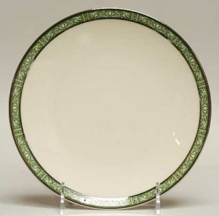 Lenox China Adrienne Salad Plate, Fine China Dinnerware   Green Band,White Scrol