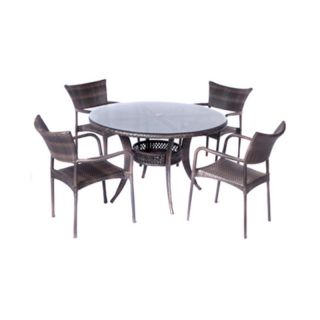 Tutto All Weather Wicker Round Patio Dining Set   Seats 4 Multicolor   43 1307