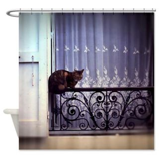 CafePress Vintage cat on A french Balcony Shower Curtain Free Shipping! Use code FREECART at Checkout!