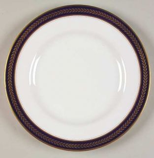 Coalport Blue Wheat Salad Plate, Fine China Dinnerware   Bone,Gold Laurel On Cob