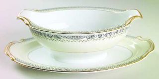 Noritake Audrey Gravy Boat with Attached Underplate, Fine China Dinnerware   Gre