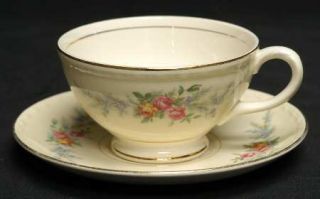 Homer Laughlin  Cashmere Footed Cup & Saucer Set, Fine China Dinnerware   Egg Ge
