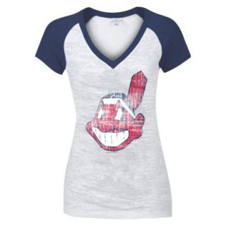 MLB Womens Cleveland Indians T Shirt   White/Navy (L)