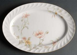 Gorham Trellis 14 Oval Serving Platter, Fine China Dinnerware   Pastel Flowers,