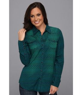 Stetson 8931 Stretch Poplin Shirt Womens Long Sleeve Button Up (Green)