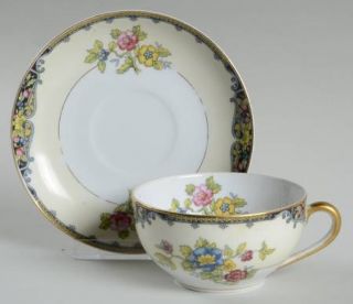 Noritake Aristocrat Flat Cup & Saucer Set, Fine China Dinnerware   No #, Florals