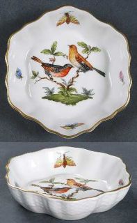 Herend Rothschild Bird (Ro) 4 Round Scalloped Dish, Fine China Dinnerware   Bir