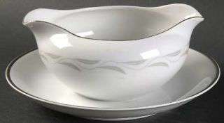 Nasco (Japan) Paris Night Gravy Boat with Attached Underplate, Fine China Dinner